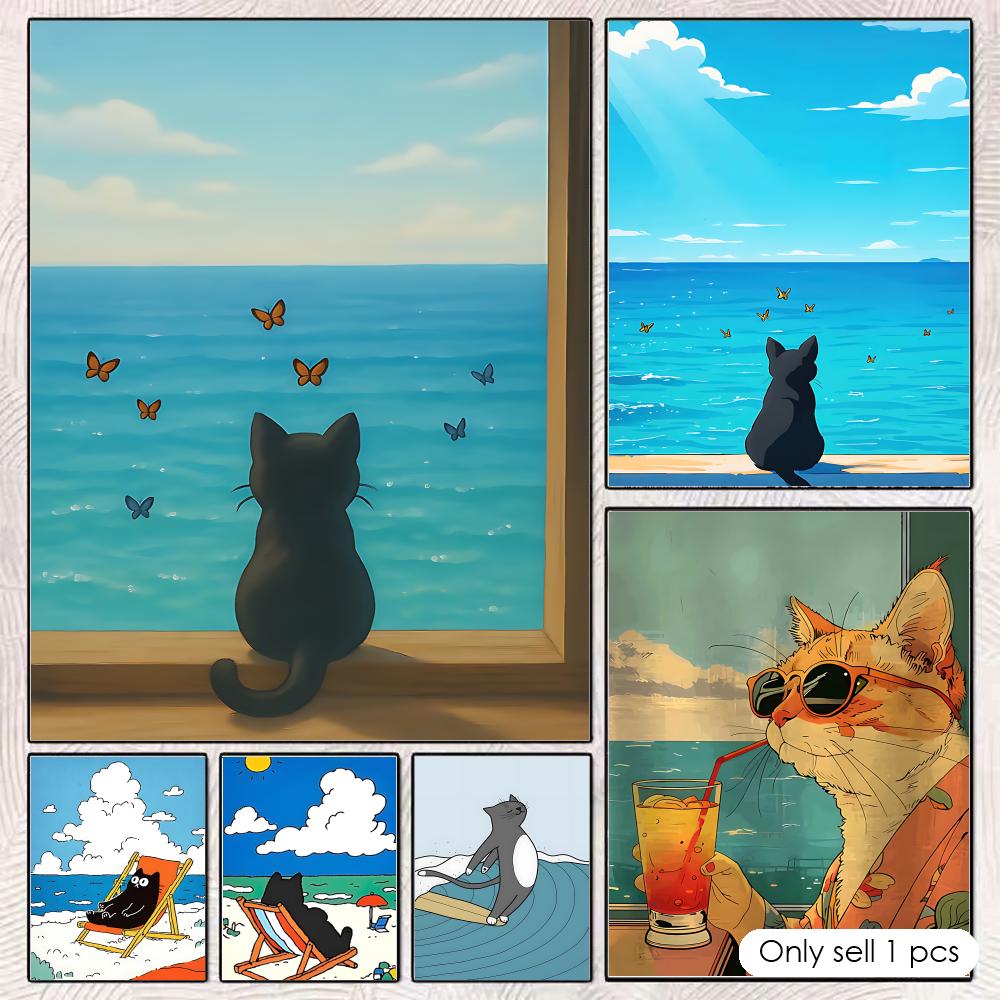Esports Gaming Lounge - Poster Kucing di Pantai Seni Dinding