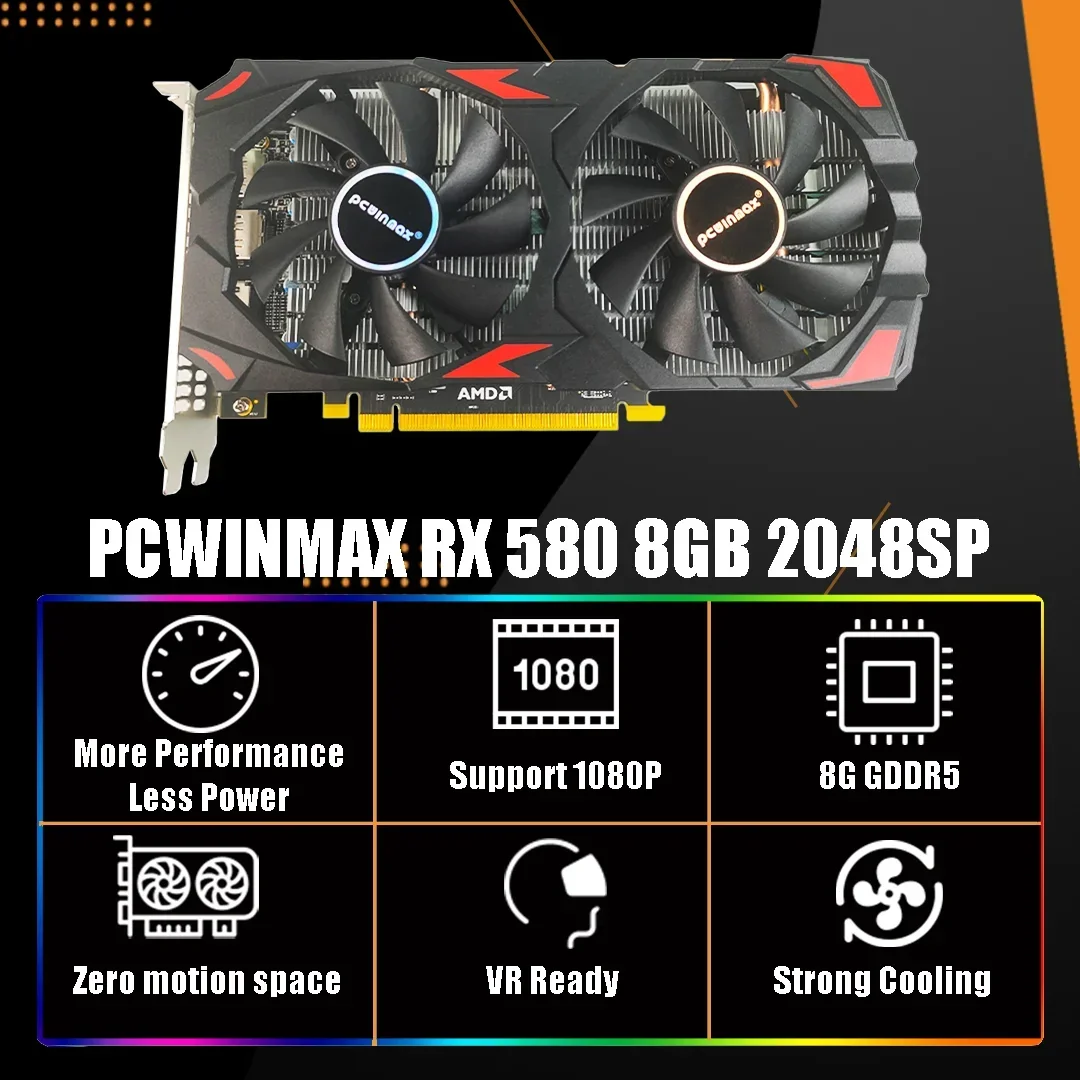 PCWINMAX Radeon RX 580 2048SP  - Video Gaming & Esports Usd Acc ulasan dan harga