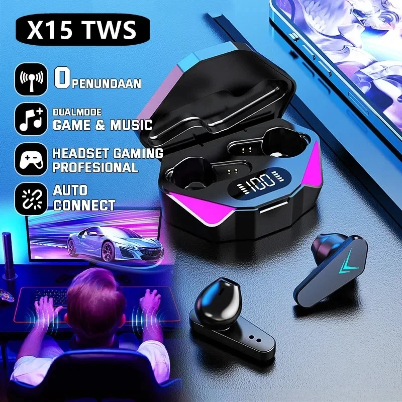 Earphone nirkabel TWS 2025, He - Esports Gaming Phone ulasan dan harga