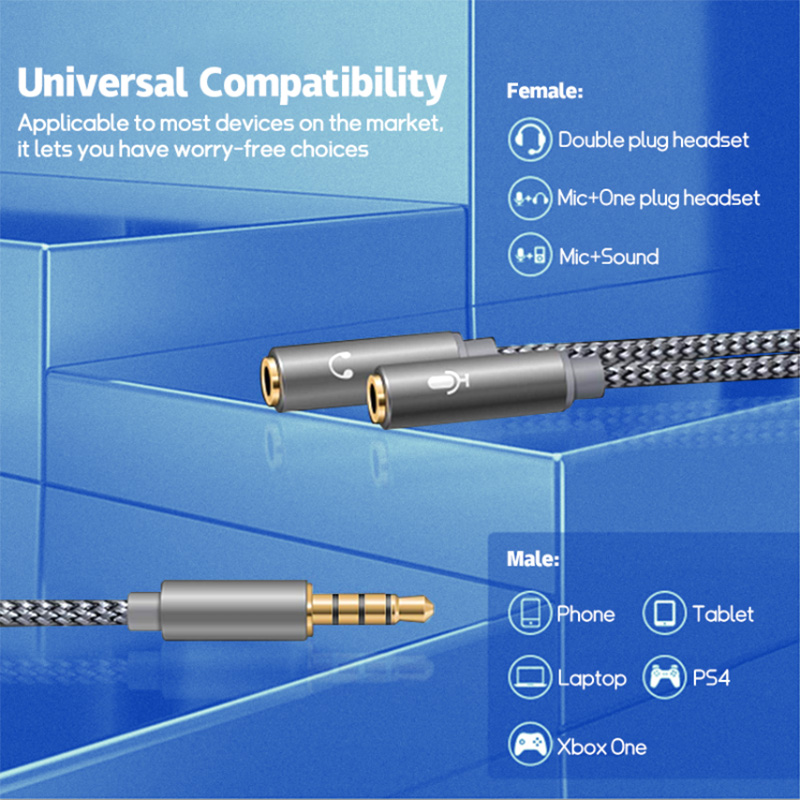 Headset Splitter Audio 3.5mm + - Esports Gaming Splitter ulasan dan harga